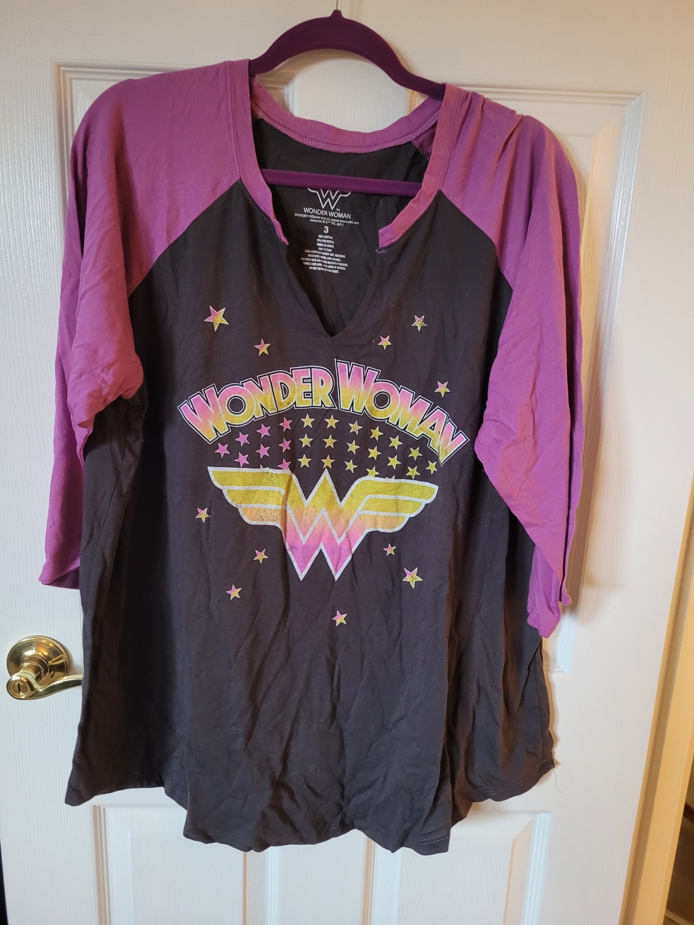 torrid Black & Purple Wonder Woman Raglan Tee